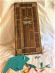 WE Games Classic Wooden Cribbage Board Game with 4 Lanes / Four Track and Plastic Pegs - 16.5 x 8 in.