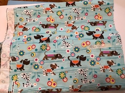 Puppies smelling flowers - cute brushed flannel fabric - 3 yds x45