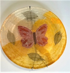 Large frosted glass plate with butterfly