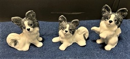 NEW - Trio of 3 sitting and prancing papillon statues