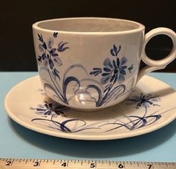 Decorative Delft Large Cup and Saucer