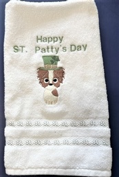 NEW LISTING: Towel - Happy St. Patty's Day Papillon Sable & White color