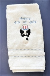 NEW LISTING:  Gorgeous hand towel with beautiful B & W stitched papillon Happy 4th of July!