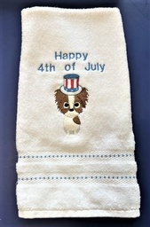 NEW LISTING:  Gorgeous hand towel with beautiful stitched papillon Happy 4th of July!