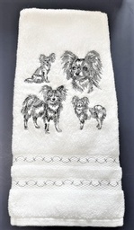 NEW LISTING:  Gorgeous hand towel with beautiful stitched papillons - Black and White