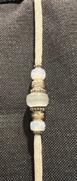 White custom lead /clasp end/ with opalescent white beads 25