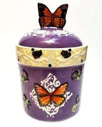 Ceramic potpourri canister with butterflies $4