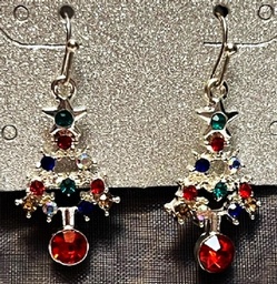 Delicate silver and gem look tree earrings