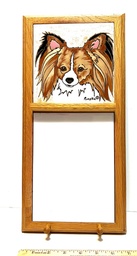 Hand painted and glazed tile papillon trivit in frame