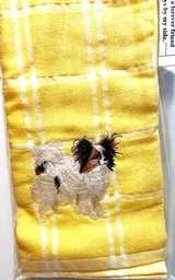 Yellow Dish towel with papillon embroidery