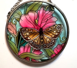 Round butterfly and tulip suncatcher
