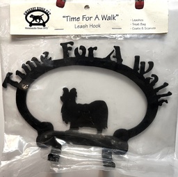 Time for a Walk Leash Hook - Black Metal with hooks