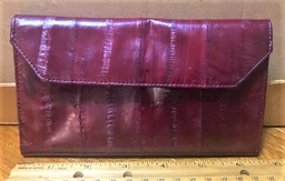 Vintage Lee Sands Ladies Wallet & Key  Fob -  EEL skin - Burgundy  $4