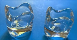 Pair of glass  holders for small tealight votive candles